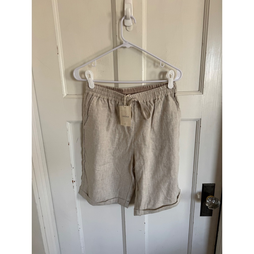 NWT Lintico men's beige linen shorts size small